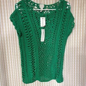 Chico's Vibrant Green Crochet Blouse